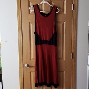 Red and black sleeveless dress